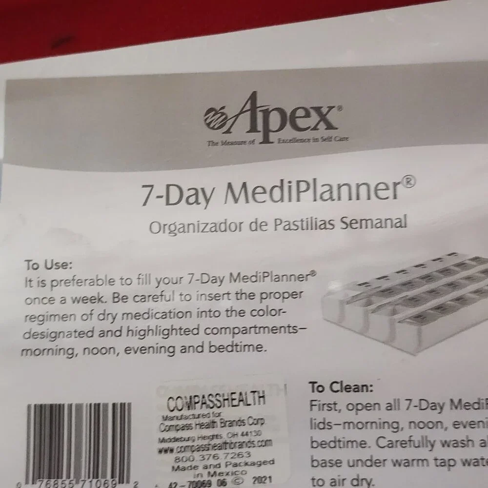 Apex Rainbow Color Organized Medicine Four Times a Day 7 Day MediPlanner #70069